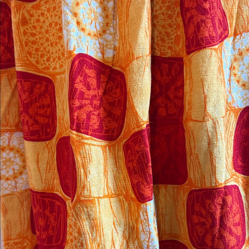 Vintage Made in Hawaii Elegant Red and Yellow Patchwork Maxi Dress - Picture 8 of 11